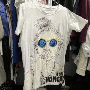 White dress with printed front